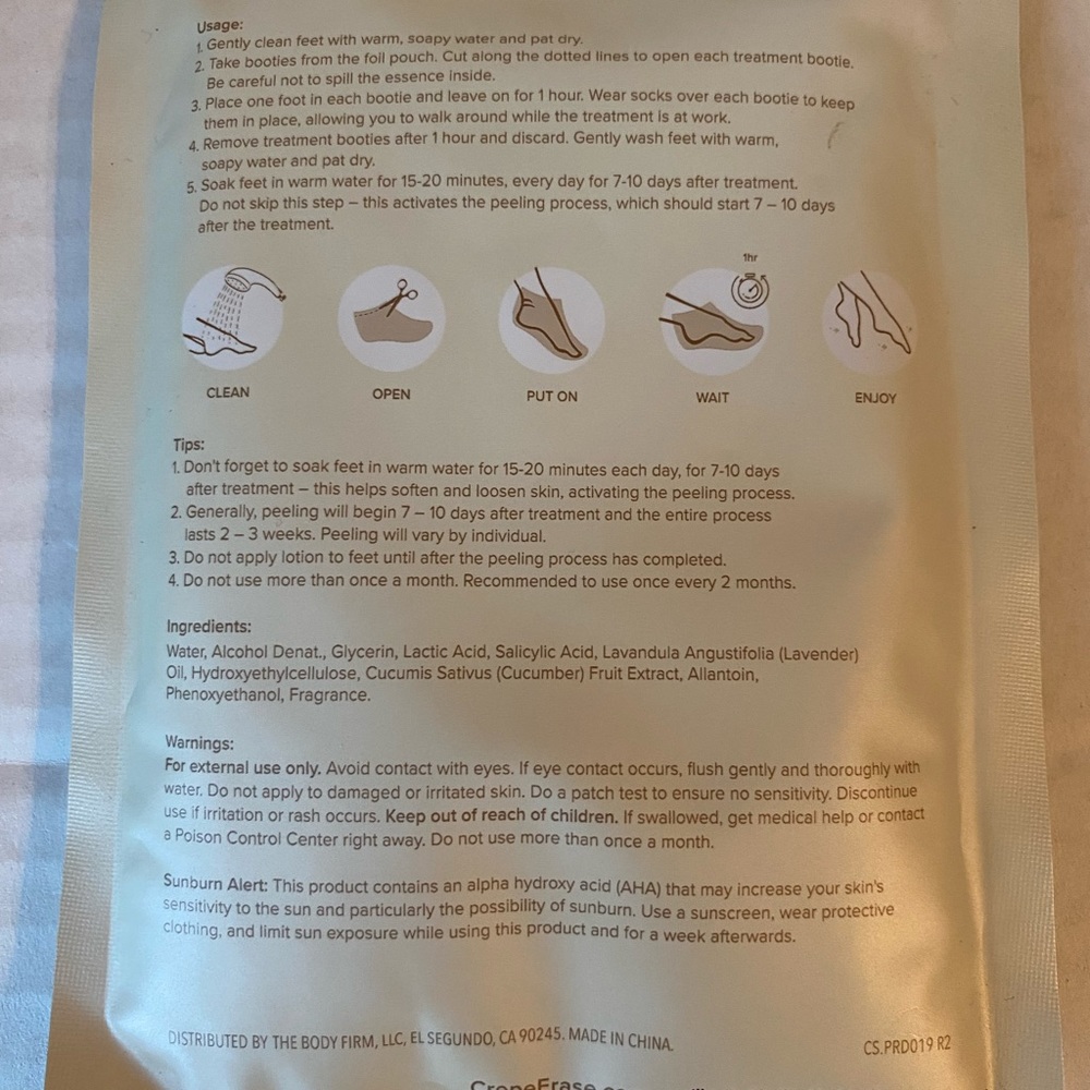 Body Firm Crepe Erase Renew & Smooth Foot Peel New - Picture 3 of 5